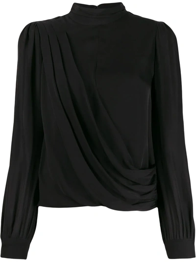 Michael Michael Kors Silk Blouse With Draping Detail In Black