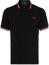 Fred Perry Contrast-tipped Logo-embroidered Polo Shirt In Blue