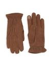 Ugg 3 Point Leather Suede Gloves In Chocolate