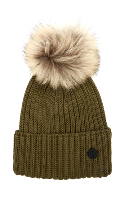 Bogner Rania Pompom-embellished Wool-blend Beanie In Green