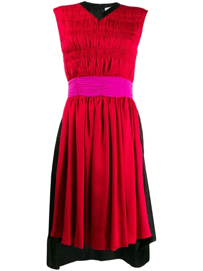 Koché Pleated Midi Dress In Red