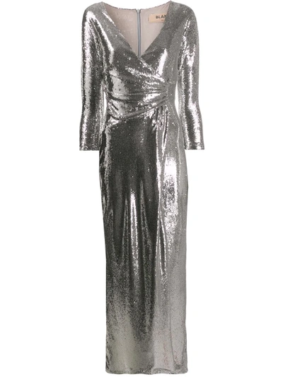 Blanca Sequin Wrap-style Dress In Silver