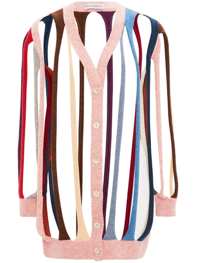Jw Anderson Tubular Panelled Cardigan In Pink