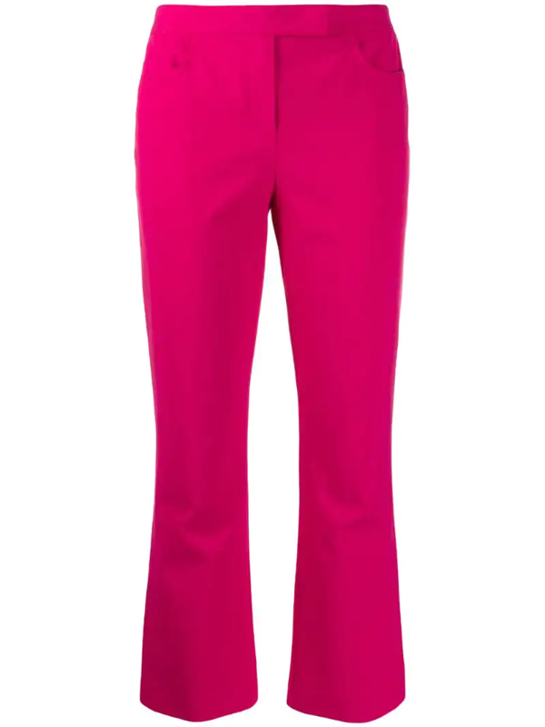 Theory Cropped Slim-fit Trousers In Pink | ModeSens