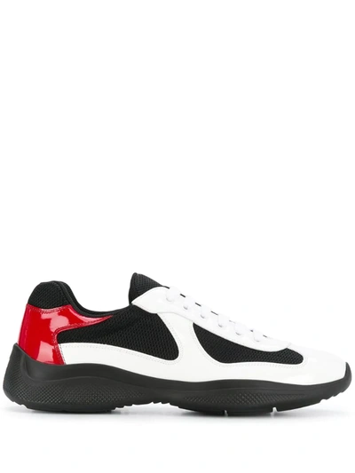 Prada Panelled Low-top Sneakers In F0970 Bianco+rosso