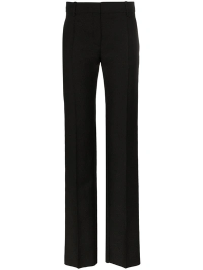 Valentino Pleated Wool And Mohair-blend Slim-leg Pants In Black