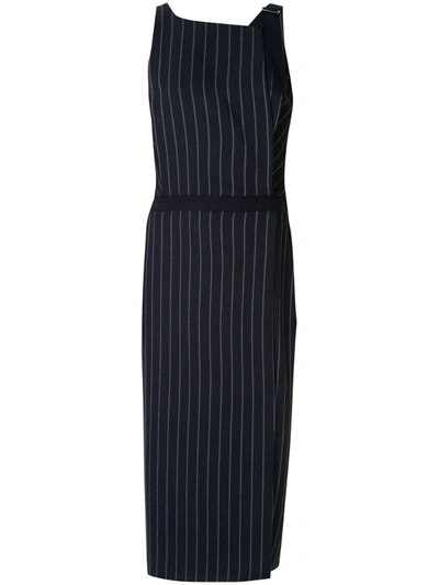 Dion Lee Pinstripe Utility Midi Dress In Black