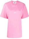 Msgm Printed Slogan Oversized T-shirt In Pink