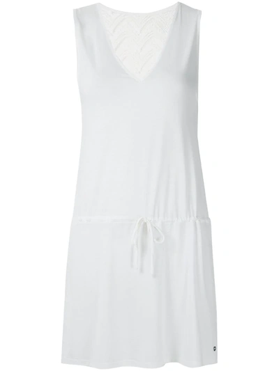 Track & Field Lace Panel Short Dress In White