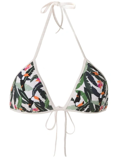 Track & Field Canvas Printed Bikini Top In Multicolour