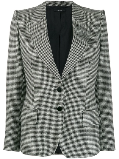 Tom Ford Houndstooth Knitted Blazer In Black