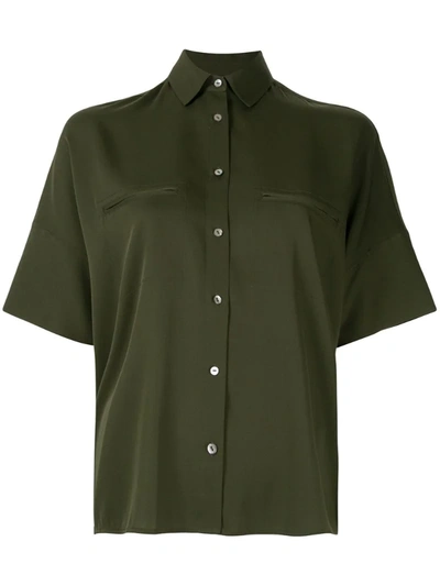Vince Oversized Short-sleeve Blouse In Green