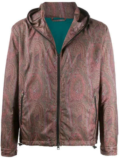 Etro Hooded Paisley Pattern Jacket In Red