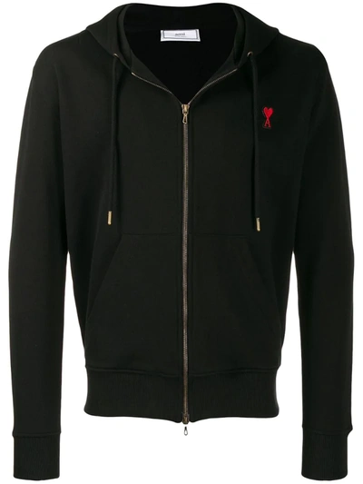 Ami Alexandre Mattiussi Ami De Coeur Full Zip Hoodie In Black