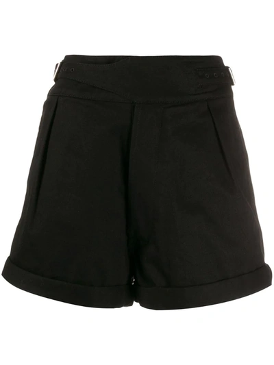 Saint Laurent Belted High-rise Shorts In Black