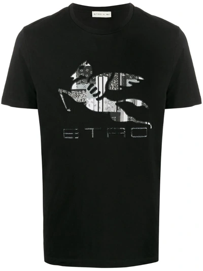 Etro Short Sleeve Printed Logo T-shirt In Black
