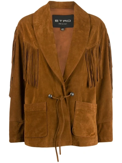 Etro Fringed Band Detail Jacket In Brown