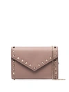 Valentino Garavani Rockstud Envelope Leather Clutch Bag In Neutrals
