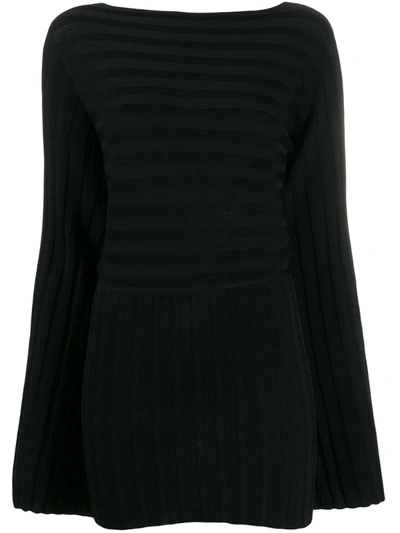 Totême Wide Sleeve Ribbed Knitted Top In Black