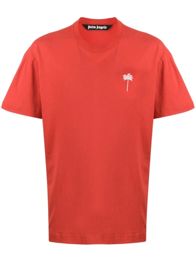 Palm Angels Embroidered Palm Tree T-shirt In Red