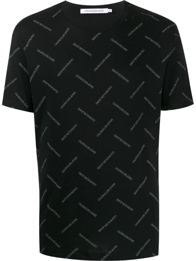 Calvin Klein Jeans Est.1978 All-over Logo T-shirt In Black