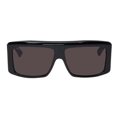 Balenciaga Black Oversized Flat Top Sunglasses In 001 Black