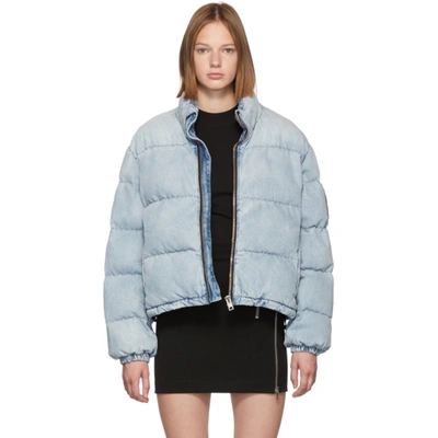 Alexander Wang Blue Bleached Denim Puffer Jacket