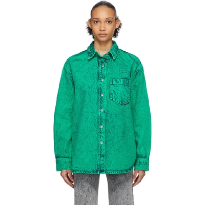 Alexander Wang Green Denim Acid Oversized Shirt In 342 Acid Tu