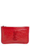 Saint Laurent Niki Quilted Leather Zip Pouch In Rouge Eros