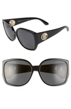 Burberry Women's Square Sunglasses, 61mm In Black/ Black Solid