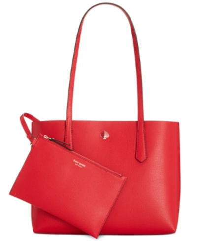 Kate Spade Small Molly Leather Tote In Hot Chili/gold