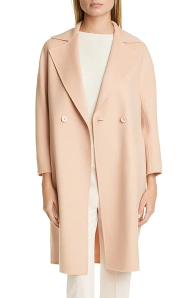 Max Mara Ode Double Breasted Wool Blend Coat In Nuda