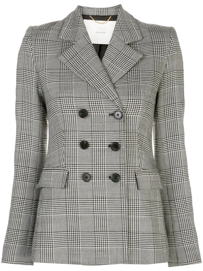 Adam Lippes Double Breasted Plaid Wool Blazer In Grey