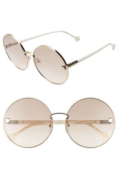 Ferragamo Fiore 63mm Oversize Gradient Round Sunglasses In Rose Gold/ Light Brown