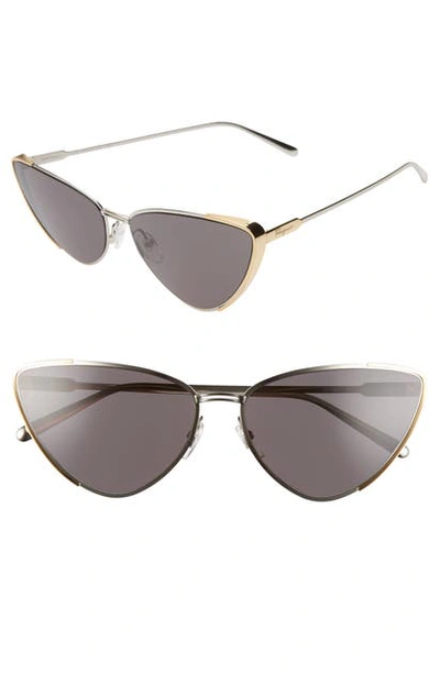 Ferragamo 63mm Oversize Cat Eye Sunglasses In Palladium/ Gold