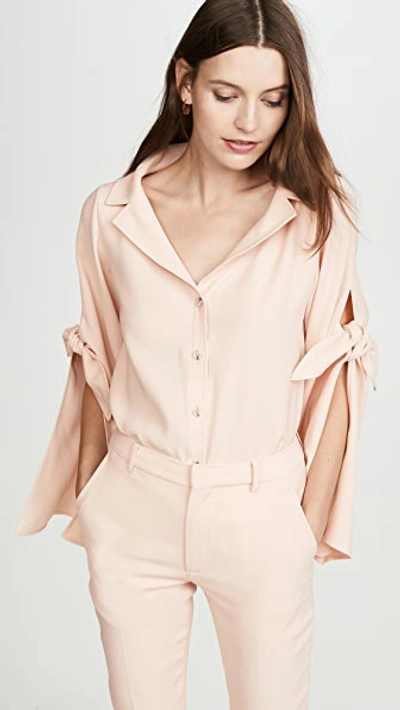 Adeam Tie Sleeve Crepe Blouse In Petal Pink