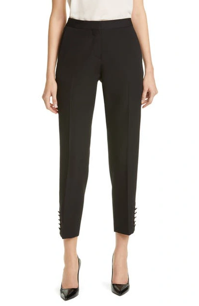 Burberry Hanover Satin Stripe Wool Ankle Trousers In Black
