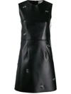 Burberry Coleta Grommet Embellished Faux Leather Minidress In Black