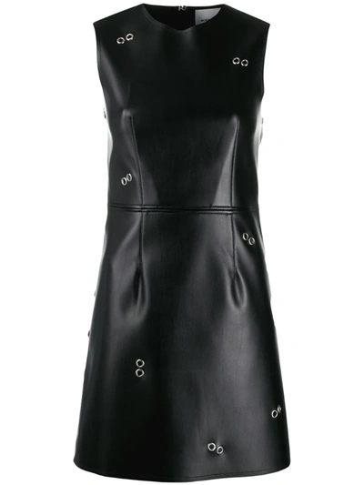 Burberry Coleta Grommet Embellished Faux Leather Minidress In Black