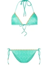 Missoni Metallic-trimmed Triangle Bikini Set In Blue-med