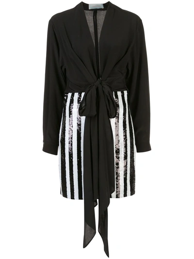 Silvia Tcherassi Striped Sequin Embellished Dress In Black