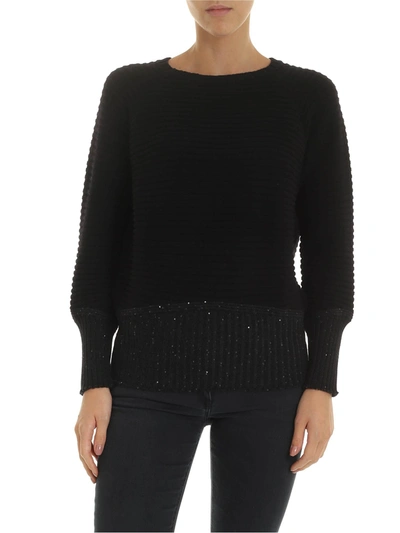 Lorena Antoniazzi Pullover In Black With Sequins On The Bottom