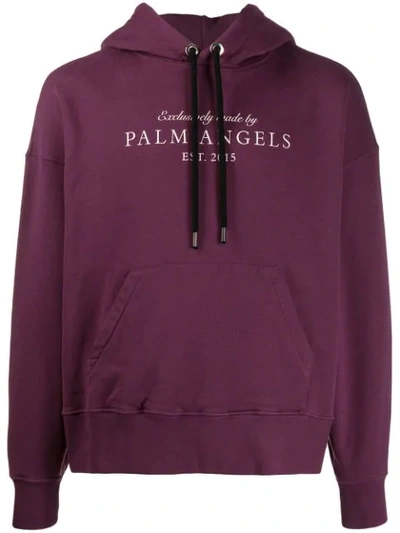 Palm Angels Purple Hoodie With Vintage Logo