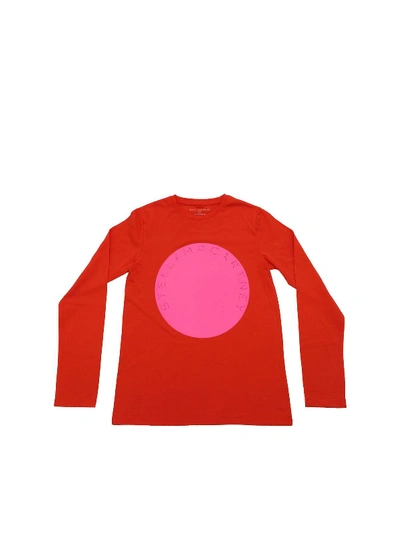 Stella Mccartney Kids' T-shirt In Red With Fuchsia Logo