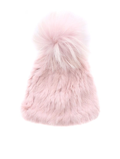 Yves Salomon Pink Hat With Pom-pon