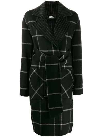 Karl Lagerfeld Double Face Coat In Black And Gray