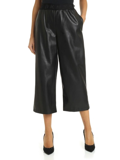 Dkny Wide Trousers With Elasticated Waist In Black