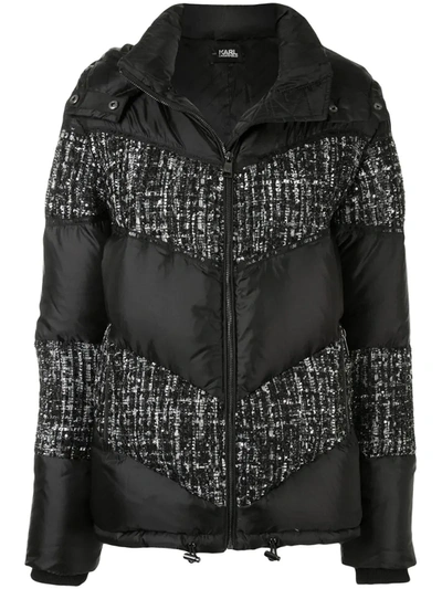 Karl Lagerfeld Bouclé Detailed Jacket In Black