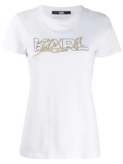 Karl Lagerfeld Double Logo T-shirt In White