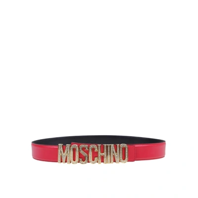 Moschino Belt In Red Leather